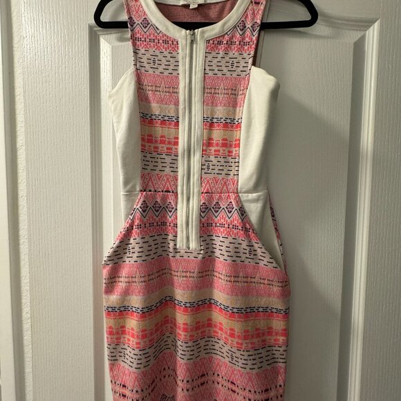 Ella Moss 'Paz' Print Front Zip Sheath Dress Small - Picture 2 of 6